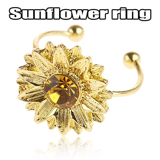 Anillos para mujer, regalos para mujer, personalidad, temperamento, girasol, circonita, dulce flor, apertura del anillo
