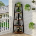 thumbnail image 4 of Tribesigns 5-Tier Bookshelf, 70" Industrial Corner Ladder Shelf for Living Room, Home Office, Brown, 4 of 5