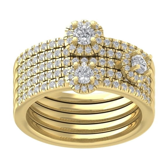 ARAIYA FINE JEWELRY 10K Yellow Gold Diamond Stackable Ring (1 3/8 cttw, I-J Color, I2-I3 Clarity) Size 9
