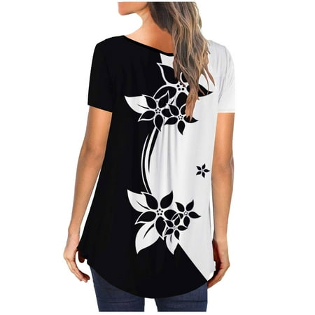 

Simplmasygenix Women Tops Summer Clearance Women s Tunic Tops For Leggings Short Sleeve Shirts Botton Up Casual Ruched Blouses Clothes