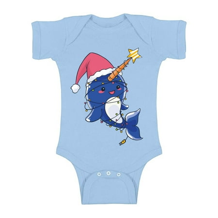 

Awkward Styles Ugly Christmas Baby Outfit Bodysuit Xmas Narwhal Romper