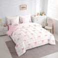 thumbnail image 3 of Homewish Girly Pink Plaid Twin Bedding Sets 7-Piece for Teens, Princess Cute Ribbon Bedding Comforter Set, Cartoon Bow Style Reversible Sheet Sets, Microfiber Bedroom Decor, 3 of 7