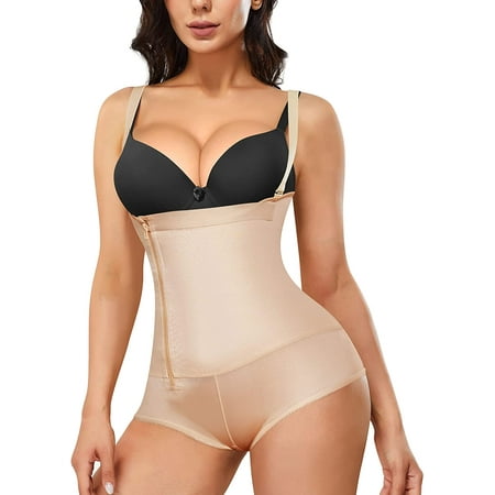 

Nebility women s shapewear bodysuit Latex Waist Trainer Full Body Shaper Zipper Tummy Control Corset Stomach Body Girdles(Beige OOL)