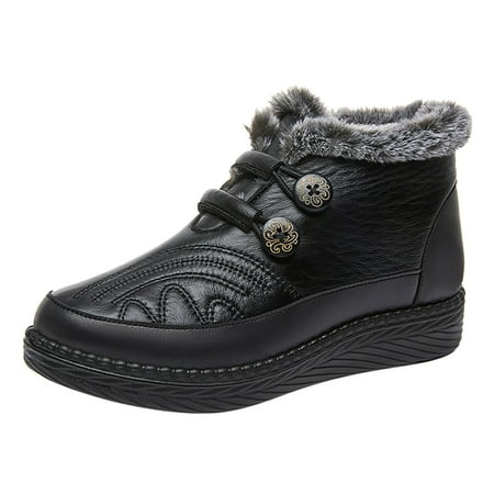 

New Fashion Warm Female Boots Fashion Autumn And Winter Women Snow Boots Flat Non Slip Warm And Comfortable Solid Color Simple