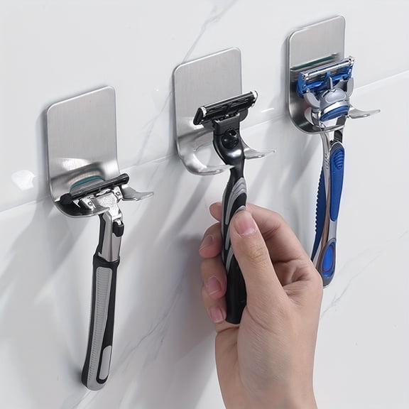 2-Pack Heavy Duty Adhesive Wall Hooks, No Drill Stainless Steel Sticky Hooks, Damage-Free Self Adhesive Towel Hooks for Bathroom, Kitchen, Bedroom, Coat, Robe, Keys, Bags & Home Organization