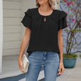 thumbnail image 4 of Round-neck, fly-sleeved chiffon T-shirt, 4 of 10