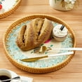 thumbnail image 6 of QHUDLV RJSQAQE Round Rattan Serving Tray with Mother of Pearl Inlay,Hand Woven Decorative Eating Tray with Wood Base,Decorative Wicker Baskets Woven Serving Tray for Coffee Table, 6 of 9