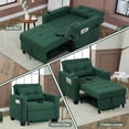 thumbnail image 4 of Pull Out Convertible Sleeper Sofa Bed Linen with Storage USB Port Cup Holder Side Pocket Pillow Adjustable Backrest, Green, 4 of 11