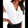 thumbnail image 2 of Blusas de Mujer con Mangas , Texturizadas, Elegantes e Informales, con Cuello en V, para el Trabajo y el Verano. XXL, 2 of 8