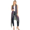 thumbnail image 5 of Sakkas Ivana Women's Oversized Draped Open Front Sleeveless Cardigan in Tie Dye - Purple - One Size Regular, 5 of 5