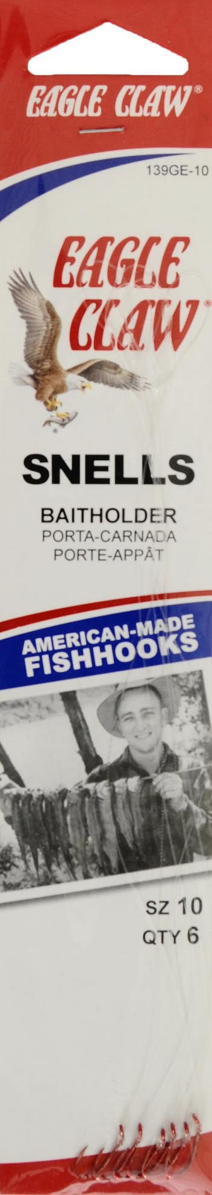 (2 pack) Eagle Claw 139GEW-10 Snelled Baitholder Hook, Red, Size 10, 6 Pack