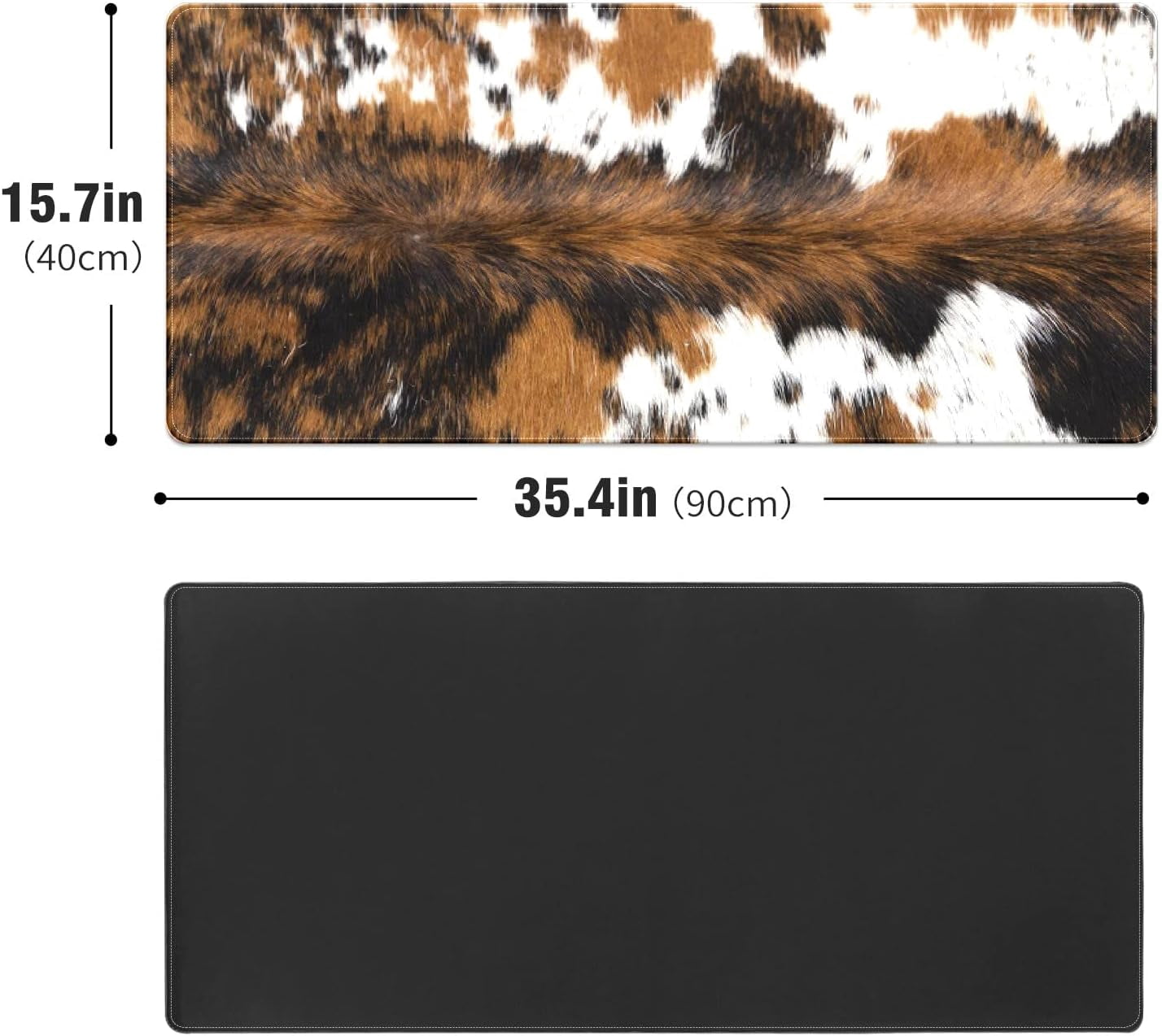 Brown Western Cowhide Print Desk Mat, Desk Accessory, Cute Workspace, Trendy Workspace, Trendy, 35.4x15.7in Large Gaming Mouse Pad, Cute Desk Topper, Pretty Desk Pad