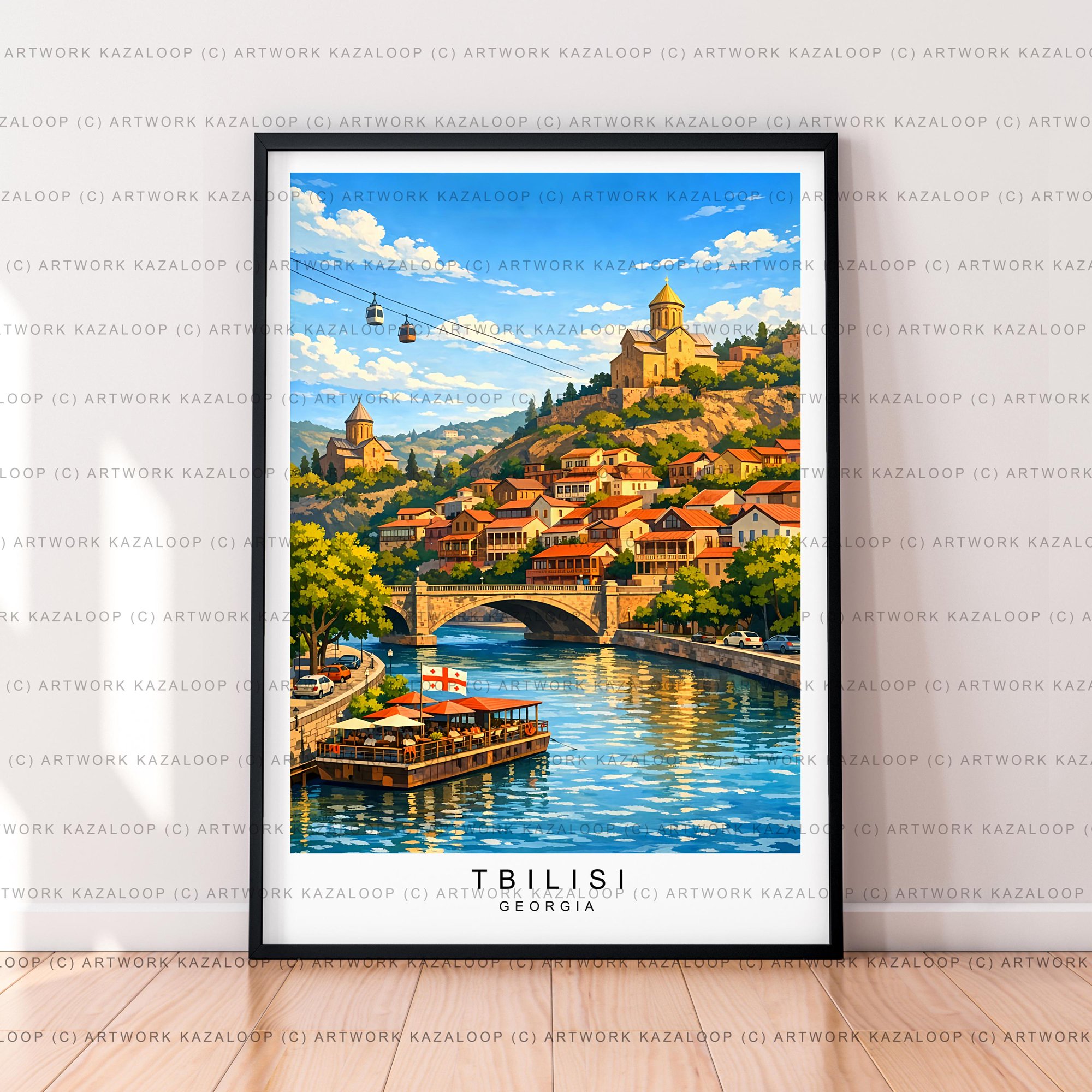 Tbilisi Georgia Unillustration Art Skyline Travel Artworkbatch001 Travel Wall Art Poster , Poster Print Only