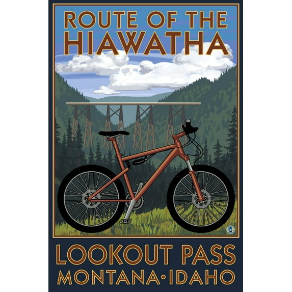 St. Regis, Montana, Route of the Hiawatha Mountain Bike Scene (24x36 Giclee Gallery Art Print, Vivid Textured Wall Decor)