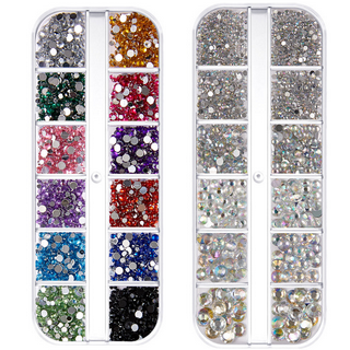 MENKEY Nail Gems, 5500PCS Rhinestones for Nails Colorful Nail Rhinestones  Kit with Rhinestone Picker and Tweezers 