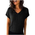 thumbnail image 2 of Hfnxid Womens Summer Tank Top V Neck Sleeveless Shirt Lightweight Loose Fit Casual Blouse Solid Color Comfy Holiday Vacation Tank Top Black L, 2 of 7