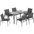thumbnail image 1 of Outsunny Outdoor Dining Set for 6, Faux Wood Patio Table and Chairs, Black, 1 of 10