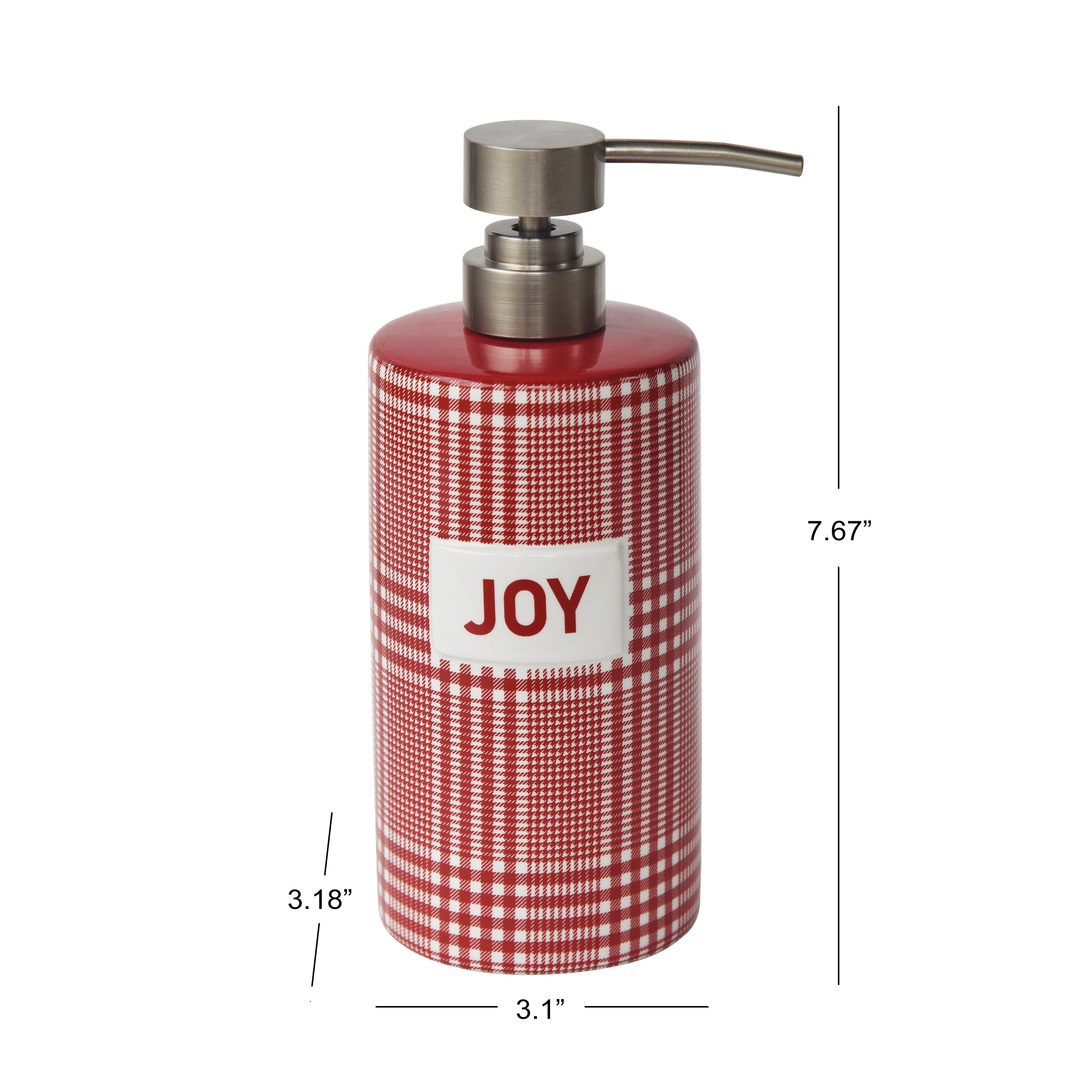 Plaid Joy Christmas Ceramic Soap Dispenser