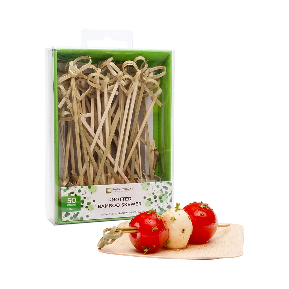 Natural Bamboo Knotted Skewer Retail Pack 4" x 1/2" x 1/2" 500