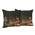 thumbnail image 6 of Ambesonne Nature Throw Pillow Cover 2 Pack, Mushrooms Dark Forest, 18", Green Brown and Red, 6 of 6