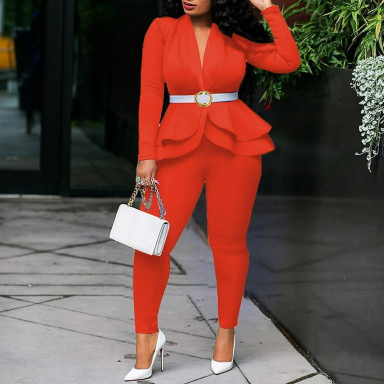 Plus size top womens trouser suits