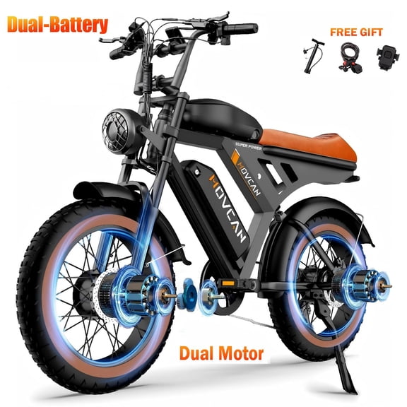 MOVCAN V30 Pro Max Electric Bike for Adults,750W Dual Motor 28 MPH, 48V40Ah Dual Battery Up to 70 Miles,20" Fat Tire ,Dual Brake Electric Bicycle UL2849