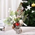 thumbnail image 2 of Poseca  1PC Mini Christmas Tree Tabletop Artificial Pine Trees Xmas Trees with Red Berry Pine Cone Wood Base Tree for Table Desk Tops Christmas Home Party Decoration Holiday Decor, 2 of 3