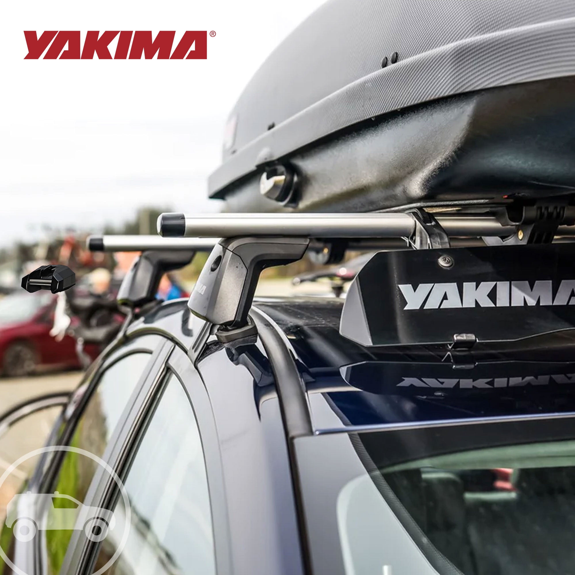 YAKIMA JETSTREAM シルバーS 50インチ タワー付き Yakima 50 Inch Aluminum JetStream Aerodynamic Roof Rack Crossbars