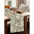 thumbnail image 4 of Summer Marine Life Table Runner, Graffiti Corals Shell Sea Starfish Gray Green Cotton Linen Kitchen Table Decoration Washable Dining Tabletop Runners for Home Party Decor 13x108 Inches, 4 of 9