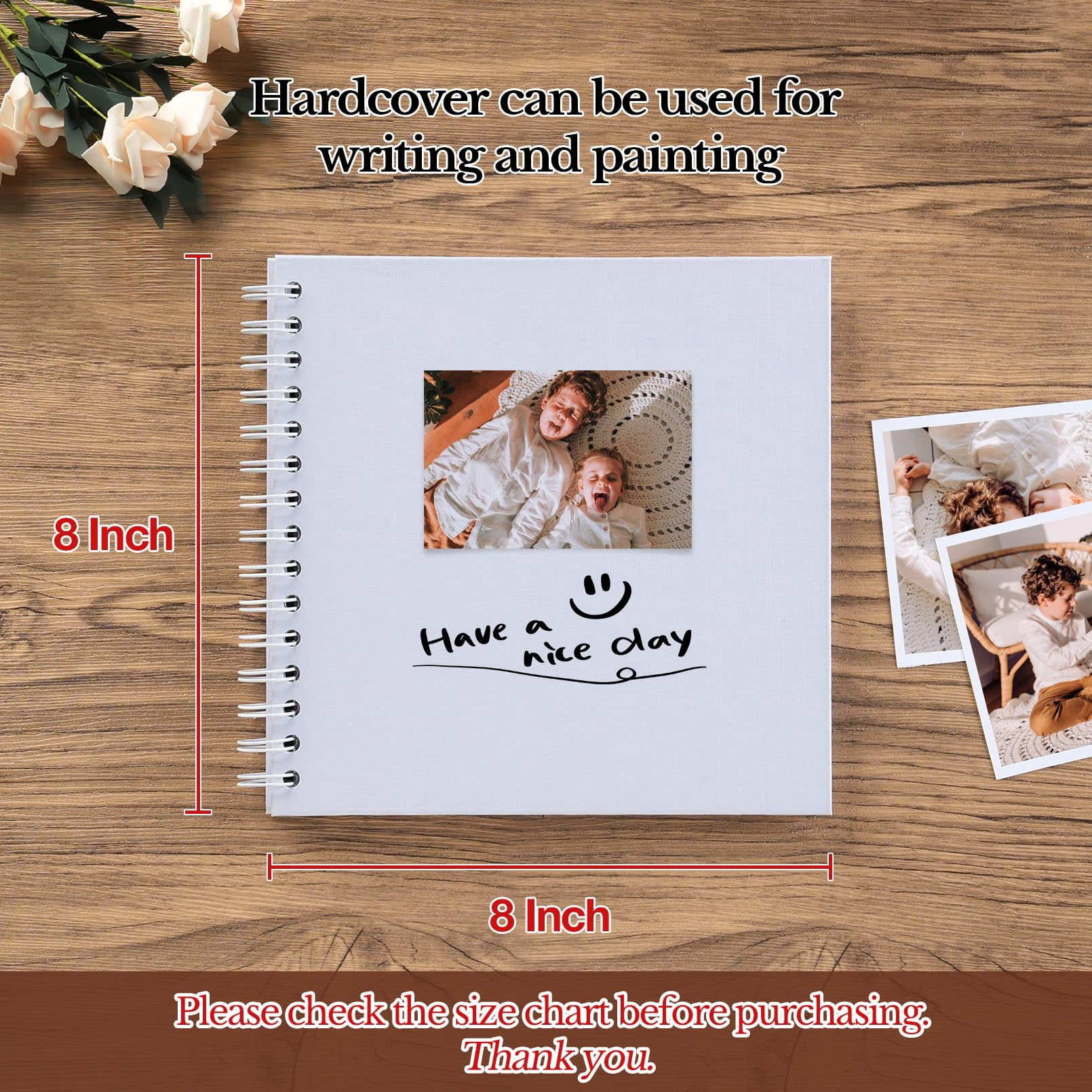Lanola DIY Scrapbook Album Hardcover Kraft Paper Scrap Book Photo Albums Memory Book for Wedding and Anniversary Family
