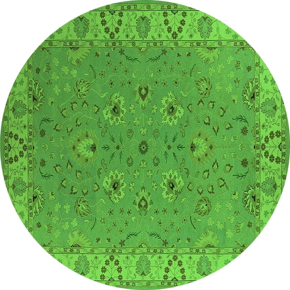 Ahgly Company Indoor Round Oriental Green Traditional Area Rugs, 8' Round