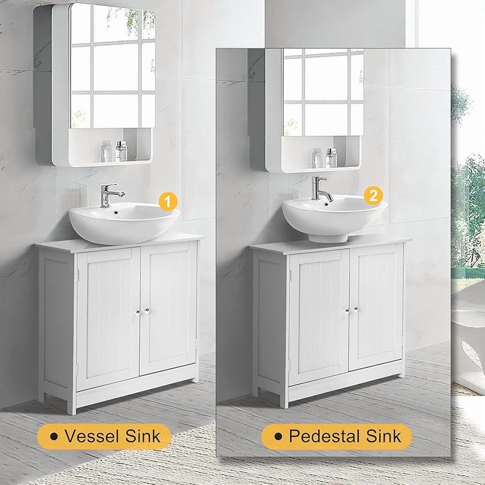 Pedestal Sink Storage Cabinet with 2 Doors Traditional Under Sink Cabinet Bathroom Space Saver Organizer with Adjustable Shelf 23 5/8" W x 11 7/16" D x 23 5/8" H
