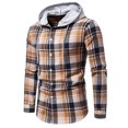 thumbnail image 2 of DDAPJ pyju Men's Flannel Hoodie Jacket Clearance Sale,Slim Fit Stretch Plaid Shirt Jackets Long Sleeve Drawstring Shacket Jacket Casual Button Down Outwear Tops, 2 of 9