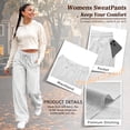 thumbnail image 3 of TEMOFON Sweatpants for Women Wide Leg Casual Baggy Pants High Waisted Elastic Drawstring Lightgray Sweatpant with Pockets XL, 3 of 9