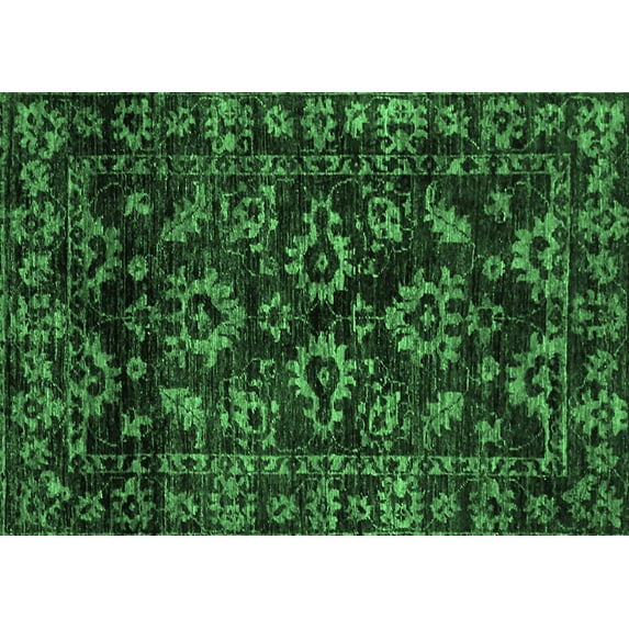 Ahgly Company Indoor Rectangle Abstract Emerald Green Modern Area Rugs, 7' x 9'
