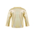 thumbnail image 2 of Yartina Kids Girls Shiny Metallic Jazz Hip Hop Dance T-Shirt Long Sleeve Loose Tops for Stage Club Gold 180, 2 of 7