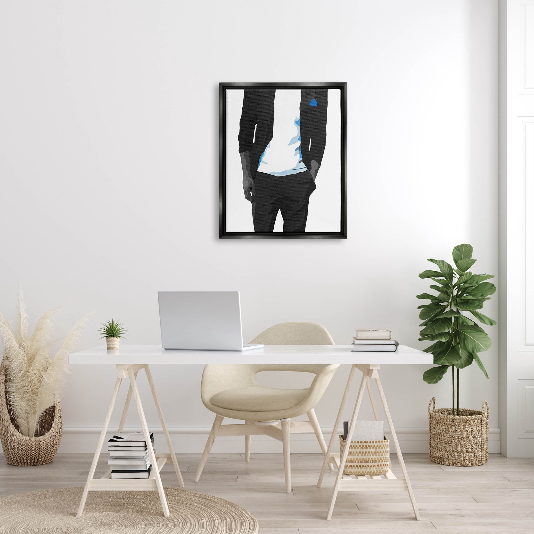 Stupell Industries Modern Chic Dressed Man Graphic Art Jet Black Floating Framed Canvas Print Wall Art, Design by Beth Ann Lawson