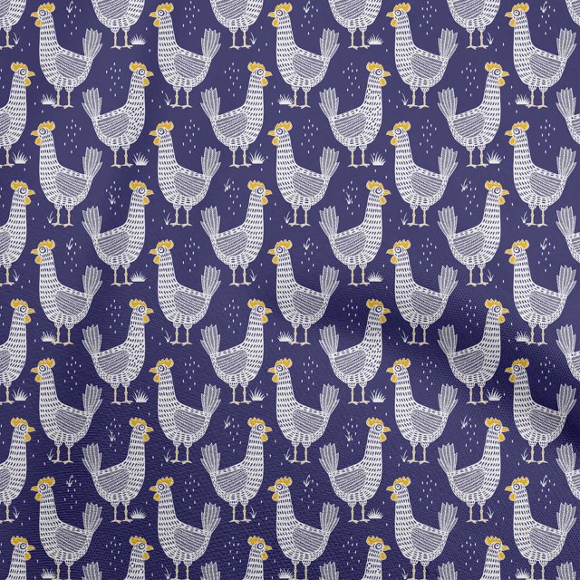 oneOone Polyester Spandex Royal Blue Fabric Rooster Cock Sewing Material Print Fabric By The Yard 56 Inch Wide-U2