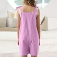 thumbnail image 5 of Teen Girls Casual Jumpsuit Rompers V Neck Sleeveless Adjustable Straps Jeans Pants Casual Plain Color Overalls with Pockets for Little Girls Teen Size 9-10, 5 of 5