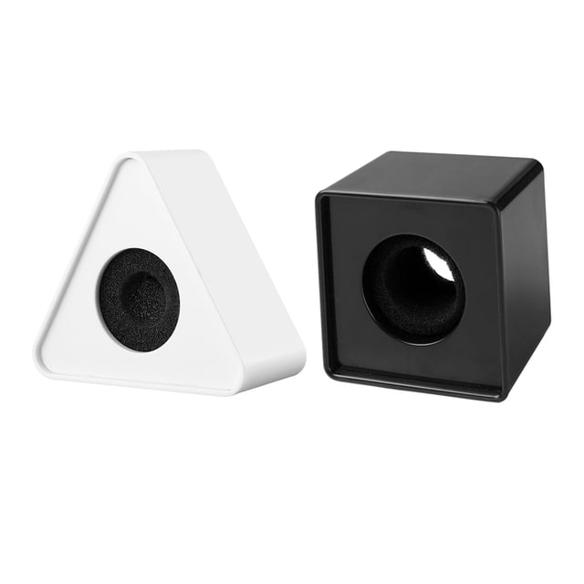 2Pcs Portable ABS Injection Triangle de Moulage et Carré en Forme de Microphone Interview Logo Drapeau Logo Station (Noir et Blanc)