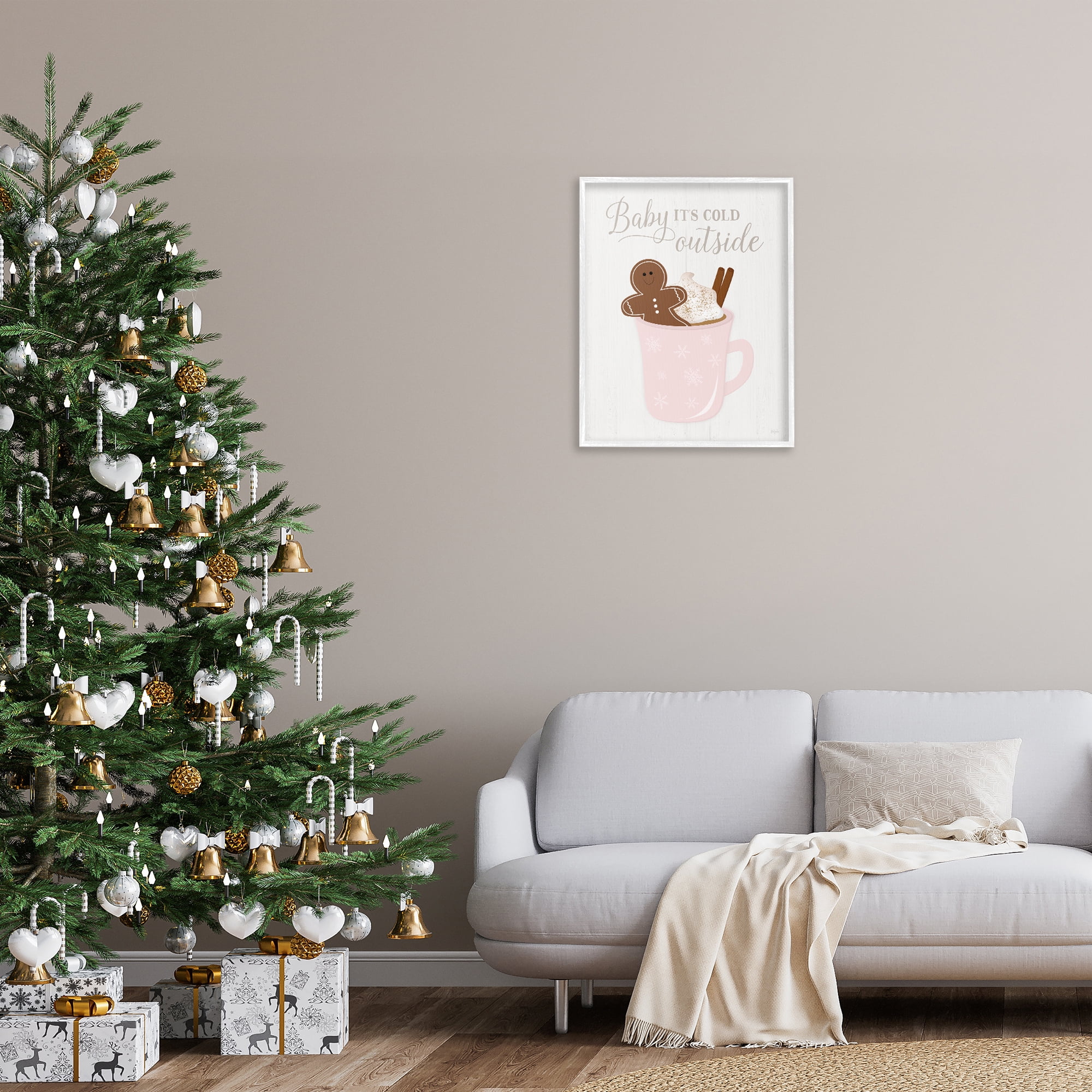Stupell Industries Cold Outside Cocoa Holiday Painting White Framed Art Prints Wall Art, 24 x 30