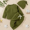 thumbnail image 2 of Towmus Toddler Baby Boy Fall Winter Clothes Corduroy Outfits Casual Solid Color Pullover Sweatshirt Tops Pants Hat 3Pcs Sets, 2 of 4