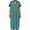 Lake blue, variant on Short Sleeved Women V-neck Casual Loose Knit Dress Lapel Striped Print Straight Knee Sweater Dress