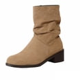 thumbnail image 3 of WAVSUF Mid Calf Boots for Women's Round Toe Wide Width Side Zip Winter Daily Slouch Boots Khaki Size 8.5, 3 of 9