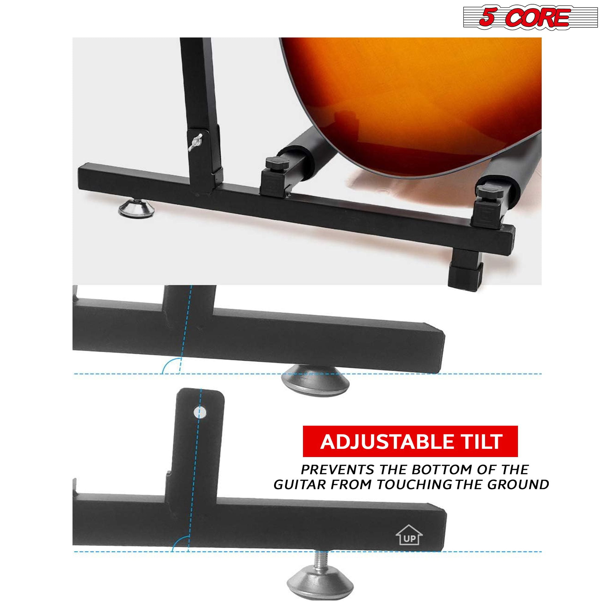 5 Core Guitar Rack 9 Slot Multi Guitar Stand Nine Display Floor Stand Safe Storage Foldable Portable for Electric Acoustic Flying V Guitars - GRack 9N1