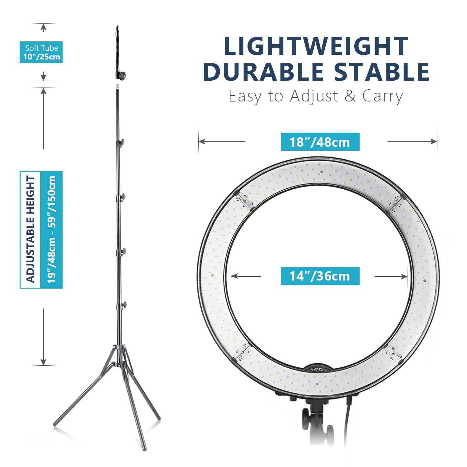 Neewer RL-18 Ring Light Kit, 18" 55W 5600K Professional LED with Stand & Phone Holder, for Studio Video