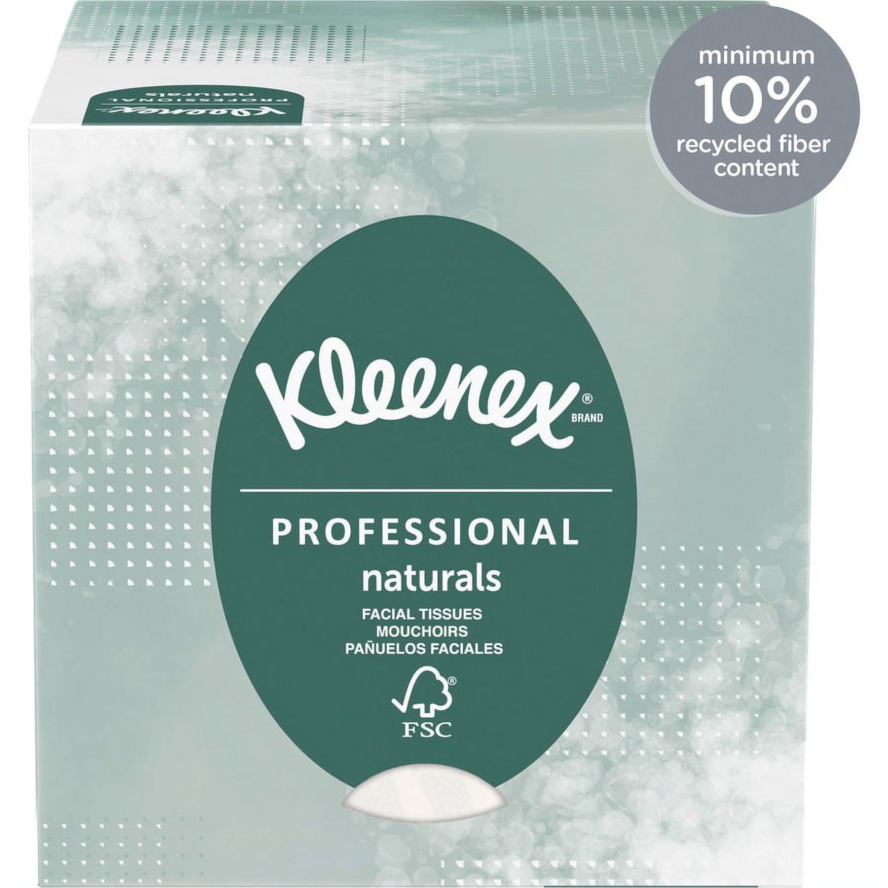 Kleenex Naturals Facial Tissue - 8" X 8.40" - White - Virgin Fiber, Fiber - Soft - For Restroom - 95 Per Box - 36 / Carton