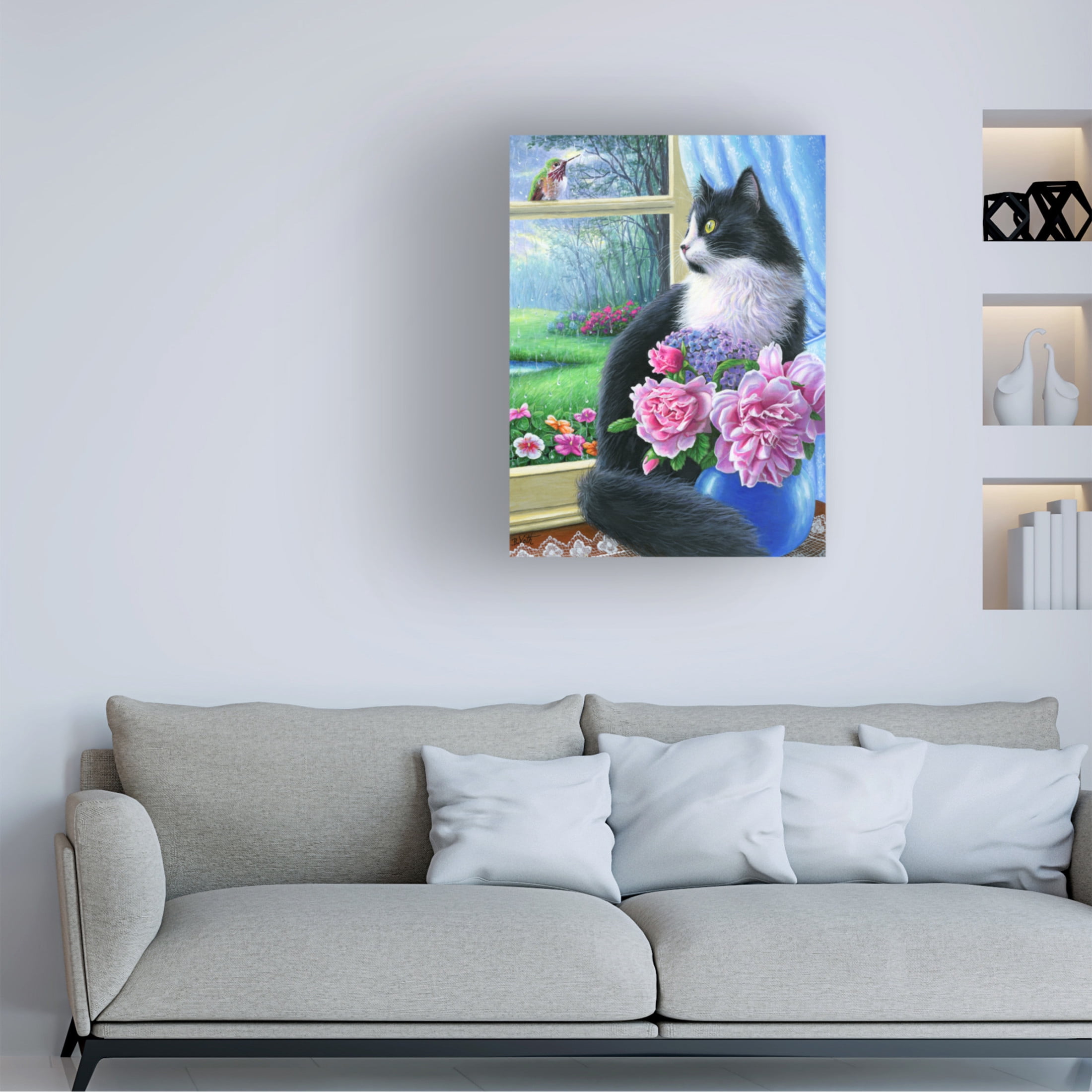 Canvas Wall Art - Bridget Voth 'Rainy Day Visitor' Wall Art for Living Room, Bedroom, or Office Décor by Trademark Fine Art - 24 x 32 Inches