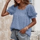 thumbnail image 5 of Blusa de manga corta con cuello cuadrado doble dulce de gasa de verano a la moda informal para mujer Pompotops hfajkhk132438, 5 of 6