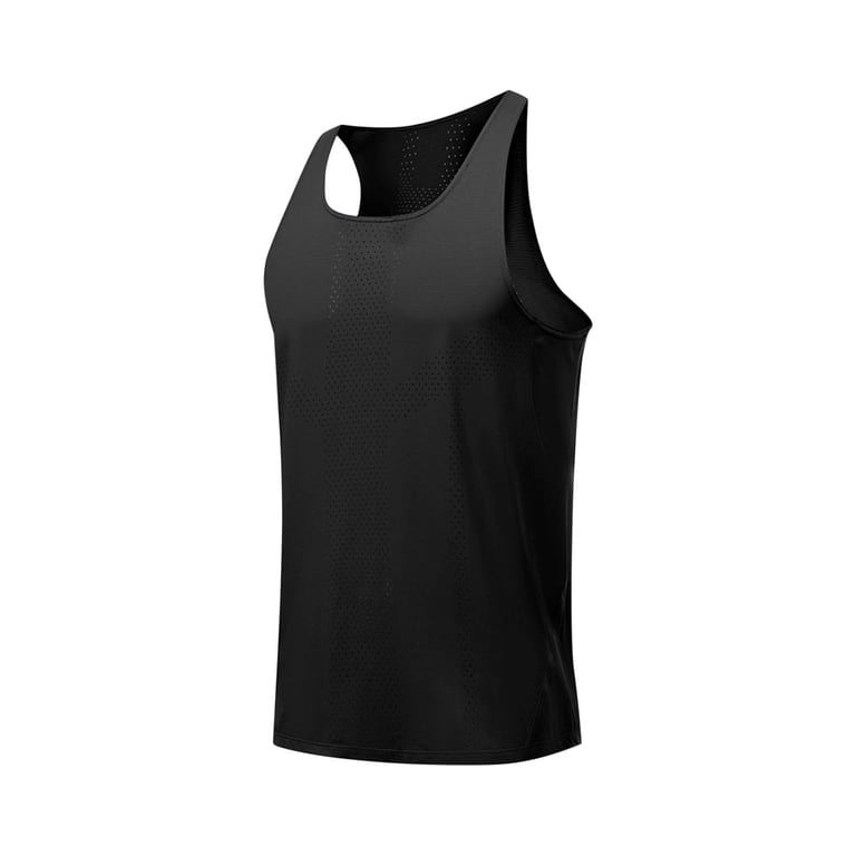 lcziwo Men Tank Top Mesh Gauze Breathable Solid Color Classic